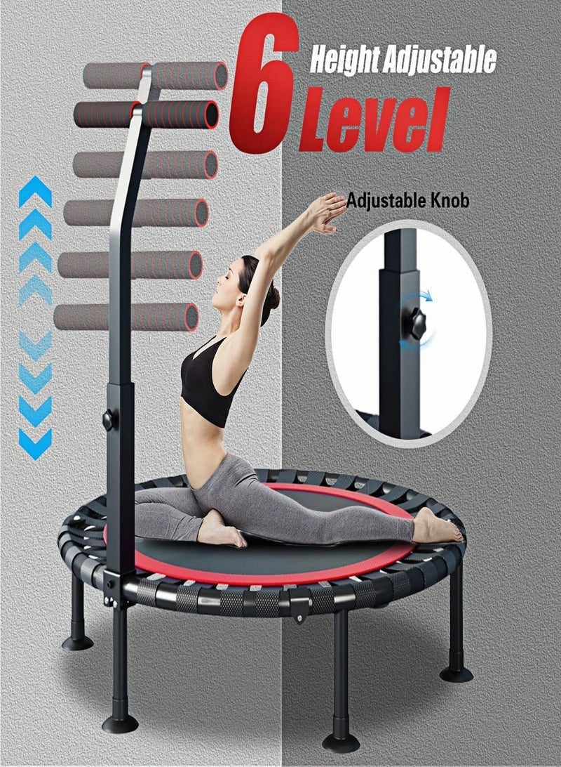 الترامبولين 40 بوصة، مقبض رغوي قابل للتعديل بنمط T، مرتدي تمارين مستقر وهدوء، ترامبولين تمارين داخلي للجسم واللياقة البدنية، للبالغين والأطفال - الحد الأقصى للوزن 300 كجم - Image 4