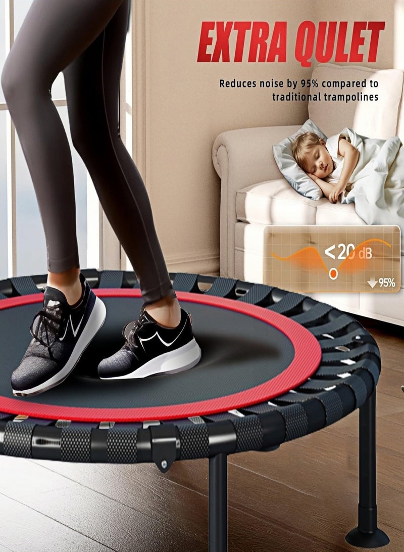 الترامبولين 40 بوصة، مقبض رغوي قابل للتعديل بنمط T، مرتدي تمارين مستقر وهدوء، ترامبولين تمارين داخلي للجسم واللياقة البدنية، للبالغين والأطفال - الحد الأقصى للوزن 300 كجم - Image 5
