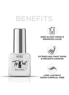 Renee Top Coat Nail Enamel, Quick Drying, Long Lasting, Chip Resisting Formula With High Shine & Full Coverage, One Stroke Application, Translucent Layer, 10 Ml  - Image 3