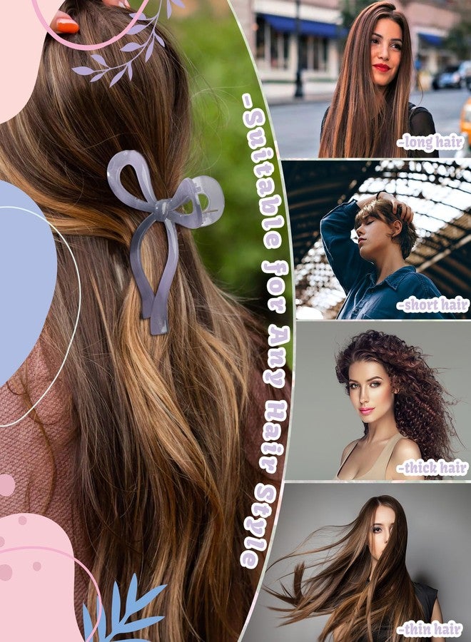 CHLINS 4 PCS Bow Hair Clips Bow Claw Clip for Women Nonslip Large Hair Claw Clips for Thin and Thick Hair Strong Hold Hair Bows (Purple+Rose red+Orange+Light brown) - Image 5