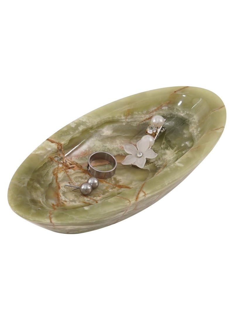 RADICALn Radicaln Jewelry Tray, Handmade Green Marble Earring Holder Organizer, Perfume Tray Storage Container, Trinket Dish for Bathroom Decor  - Image 1