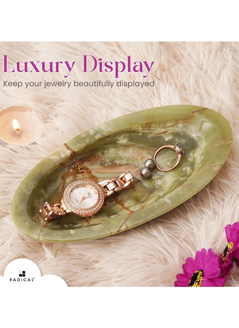 RADICALn Radicaln Jewelry Tray, Handmade Green Marble Earring Holder Organizer, Perfume Tray Storage Container, Trinket Dish for Bathroom Decor  - Image 2