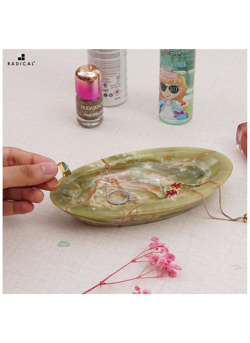 RADICALn Radicaln Jewelry Tray, Handmade Green Marble Earring Holder Organizer, Perfume Tray Storage Container, Trinket Dish for Bathroom Decor  - Image 3