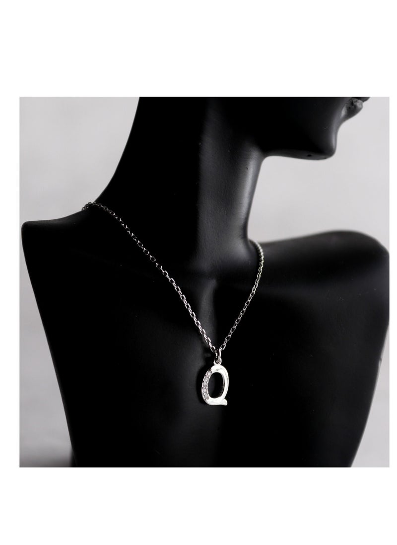 Story Of Candle - A unique silver women's chain with a letter pendant design Q - Image 1