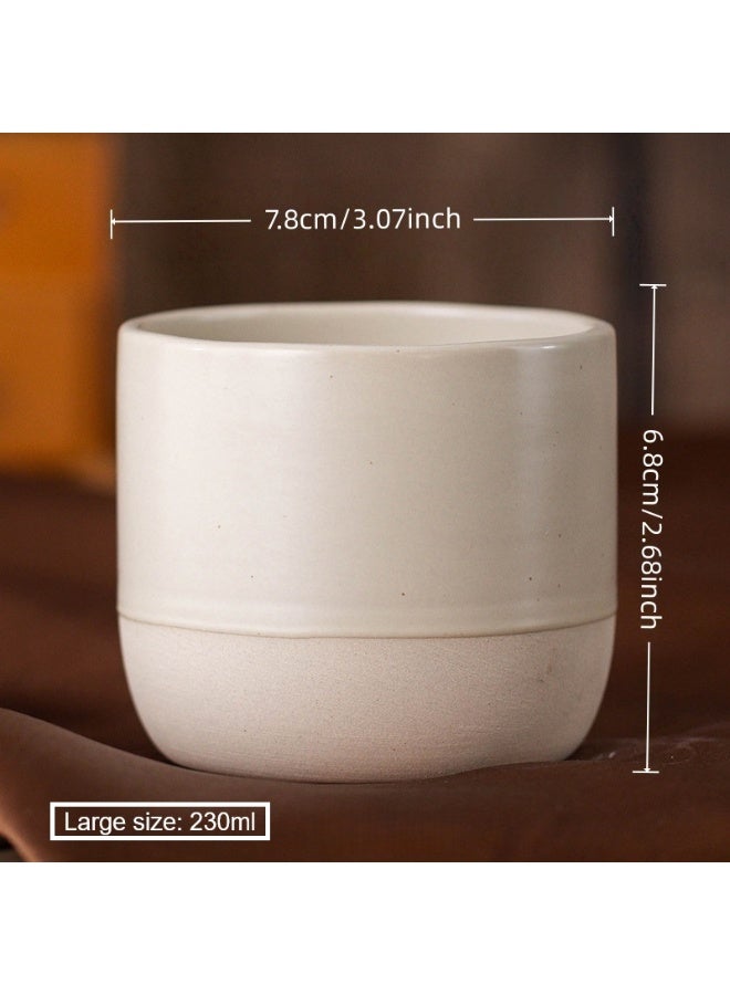 كوبان من السيراميك للقهوة، أكواب فخارية خشنة للماء بسعة 180 مل و230 مل، أكواب شاي من الفخار الحجري، مناسبة للإسبريسو - Image 2