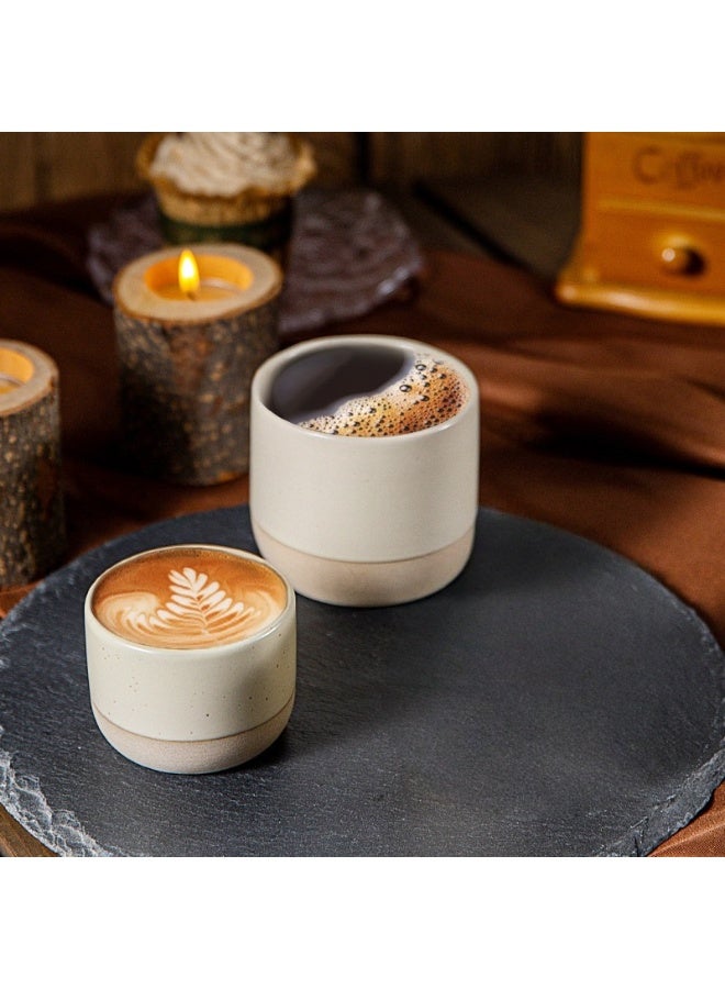 كوبان من السيراميك للقهوة، أكواب فخارية خشنة للماء بسعة 180 مل و230 مل، أكواب شاي من الفخار الحجري، مناسبة للإسبريسو - Image 1