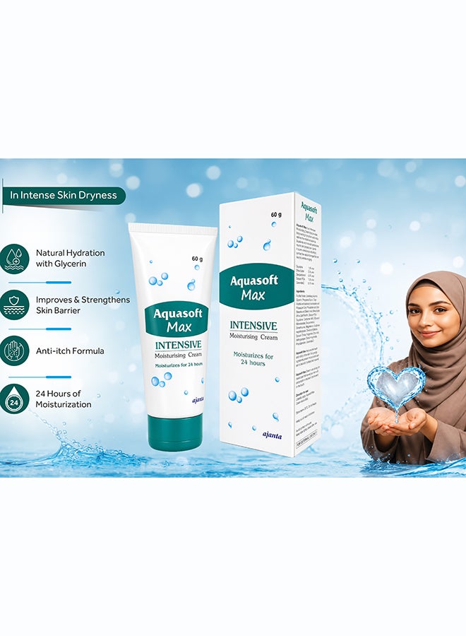 Ajanta AQUASOFT MAX Cream 60g | Intensive Moisturizing Cream for Dry & Very Dry Skin | Hydrating Face & Body Care - Image 3