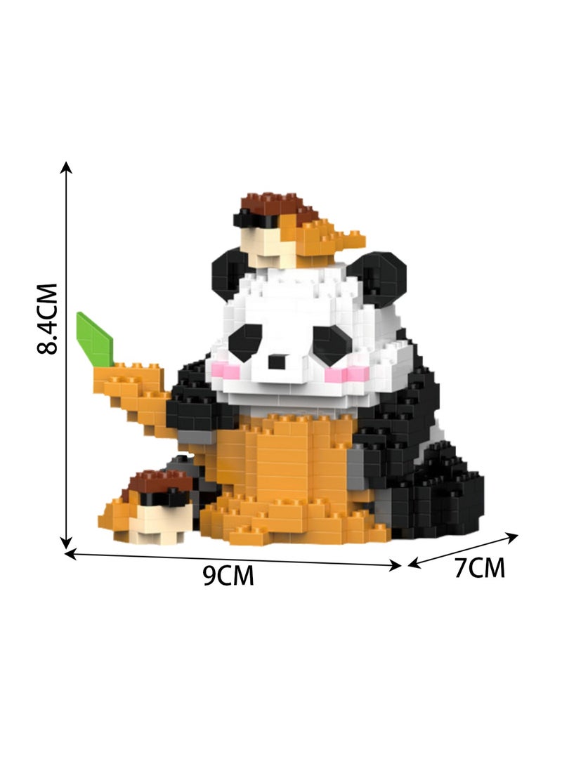 Miniature Small Particle Puzzle Building Blocks Gift Children's Educational Toy Puzzle (Sitting Panda With Bird On Head) - Image 2