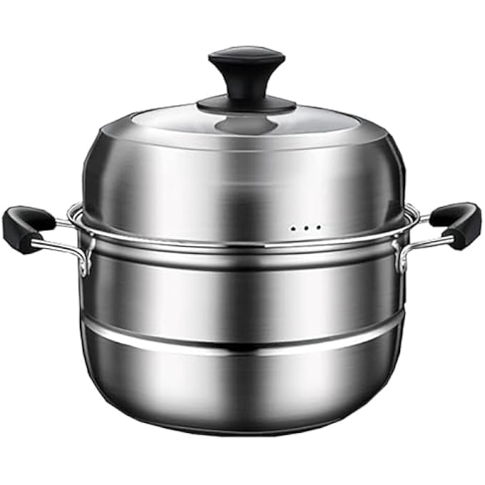 وعاء بخار مركب من الفولاذ المقاوم للصدأ، قطعة واحدة، مثالي لطهي حساء السمك بالبخار، 38 سم، لون واحد، 38 سم - Image 1