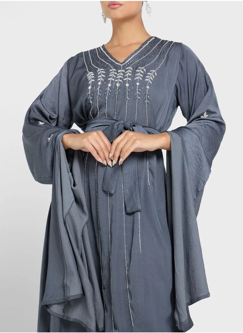 hayas closet Cape Sleeve Embellished Jalabiya