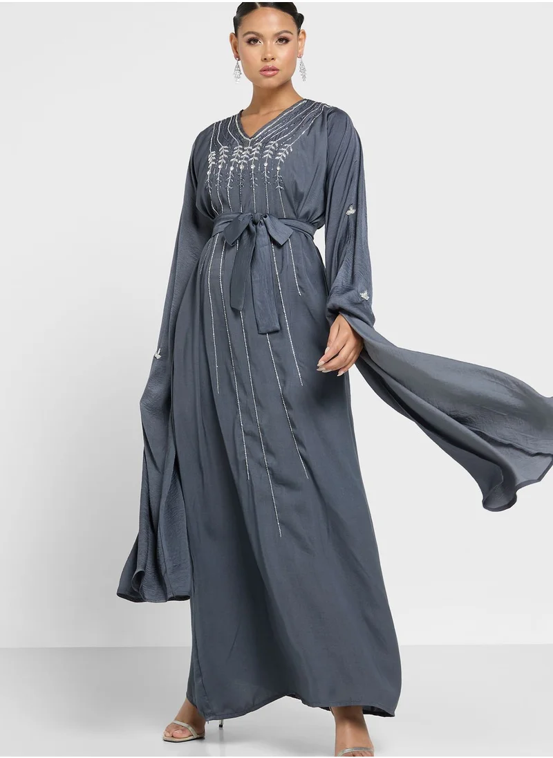 hayas closet Cape Sleeve Embellished Jalabiya