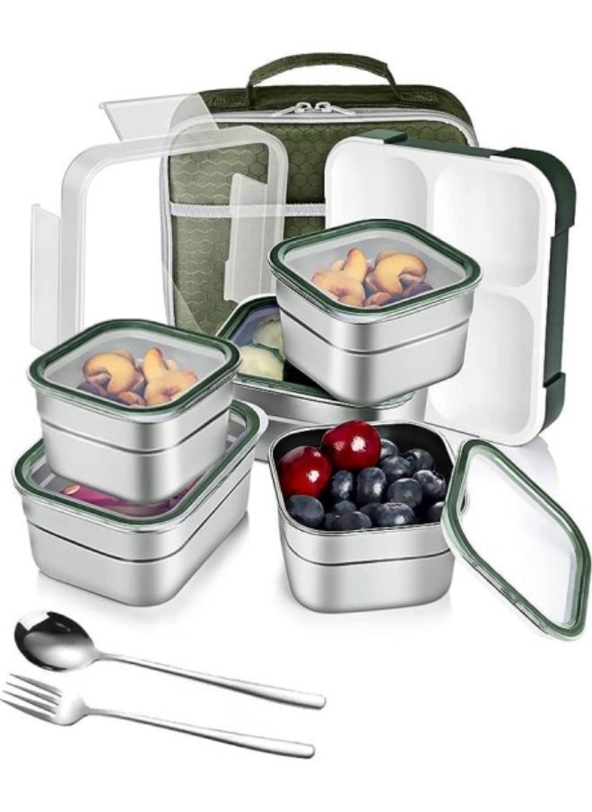 Stainless Steel Lunch Box for Kids Adults,Insulated Bento Lunch Box with Tableware & Bag,1000ML 5 Compartment Divided Lunch Containers with Lids,Green - pzsku/Z73DEAA1FAE0ACA0E4EF9Z/45/_/1698808336/11b084e7-210b-40ce-9b44-099770f7ed86