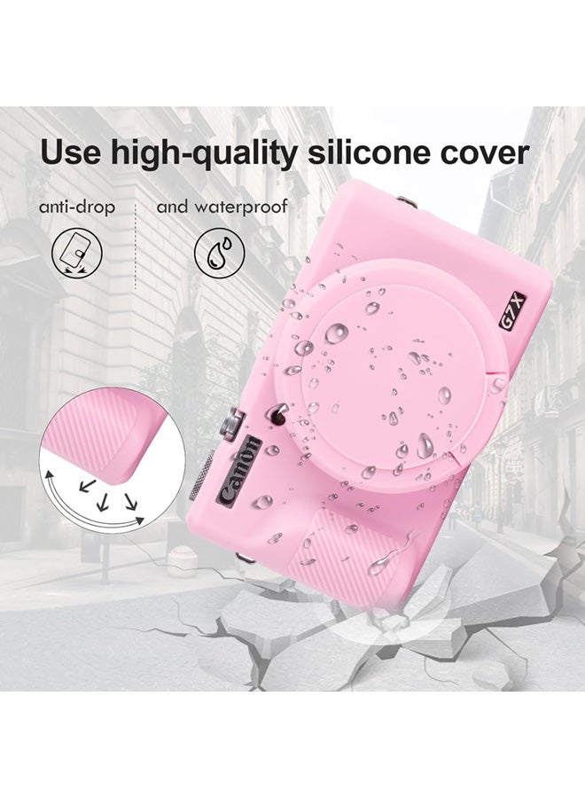 SJet Canon G7X Mark III Accessory Kit, Silicone Protective Case Cover, 2 Pack Tempered Glass Screen Protector, Detachable Lens Cover, Strap Wrist for Canon G7X3 G7XIII (Pink) - Image 5