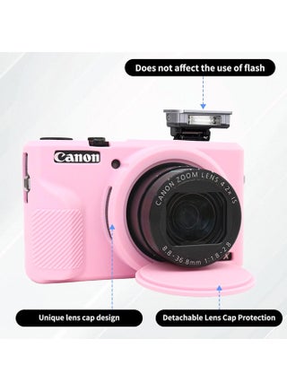 Canon G7X Mark III Accessory Kit, Silicone Protective Case Cover, 2 Pack Tempered Glass Screen Protector, Detachable Lens Cover, Strap Wrist for Canon G7X3 G7XIII (Pink) - view 4
