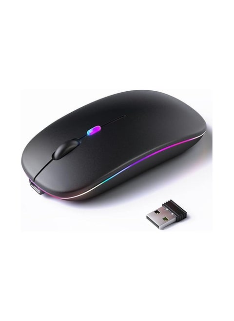 Wireless Rechargeable Bluetooth Mouse – Dual Mode with USB Receiver – Silent and Portable for Laptop, Desktop, and Tablet