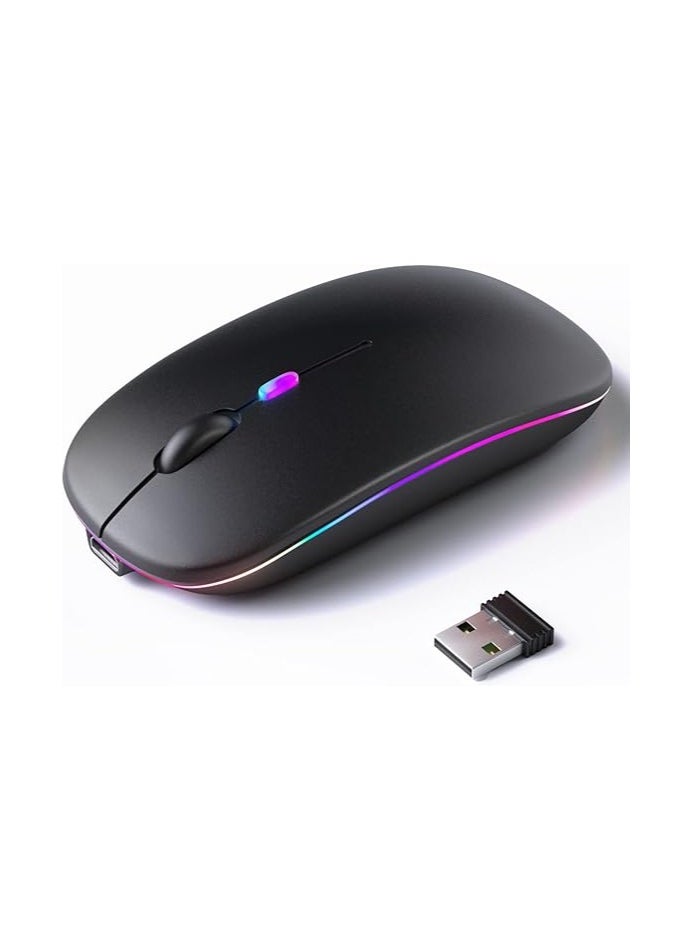 Generic - Wireless Rechargeable Bluetooth Mouse – Dual Mode with USB Receiver – Silent and Portable for Laptop, Desktop, and Tablet - Image 1