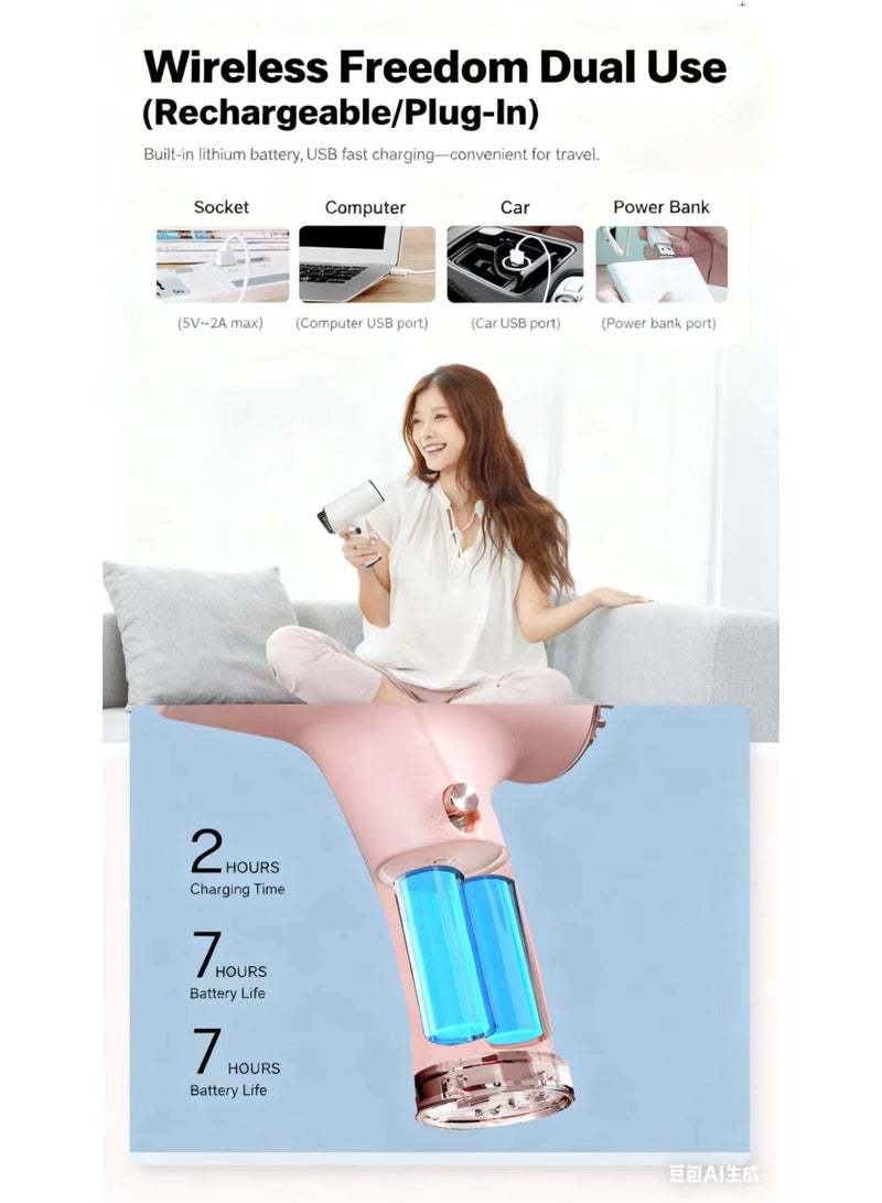 لاسلكي مجفف الشعر المحمول الطاقة العالية مجفف الشعر المنزلي السريع الجاف الأيونية السلبية باردة مجفف الشعر الأسود - Image 4