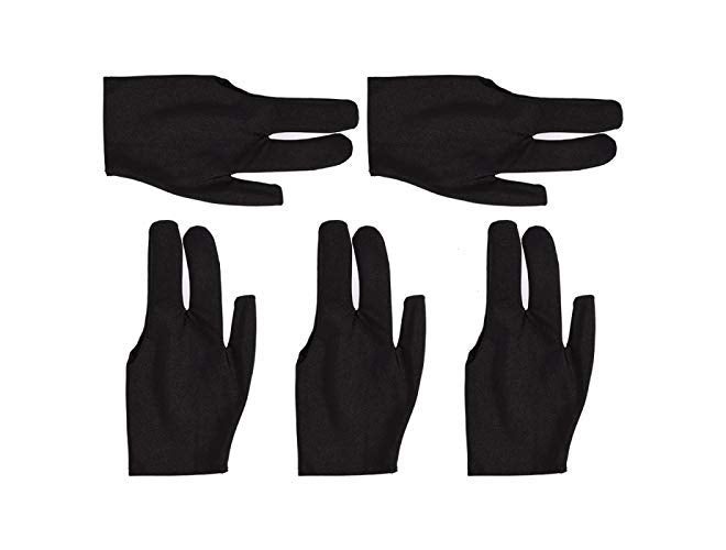 Billiards Snooker Pool Nylon Gloves in Black (Pack of 5 Pieces)