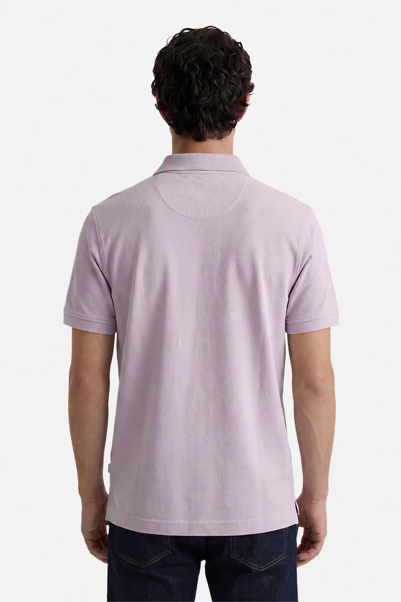 سنيتش Lavender Solid Half Sleeve Regular Fit Casual T-Shirt