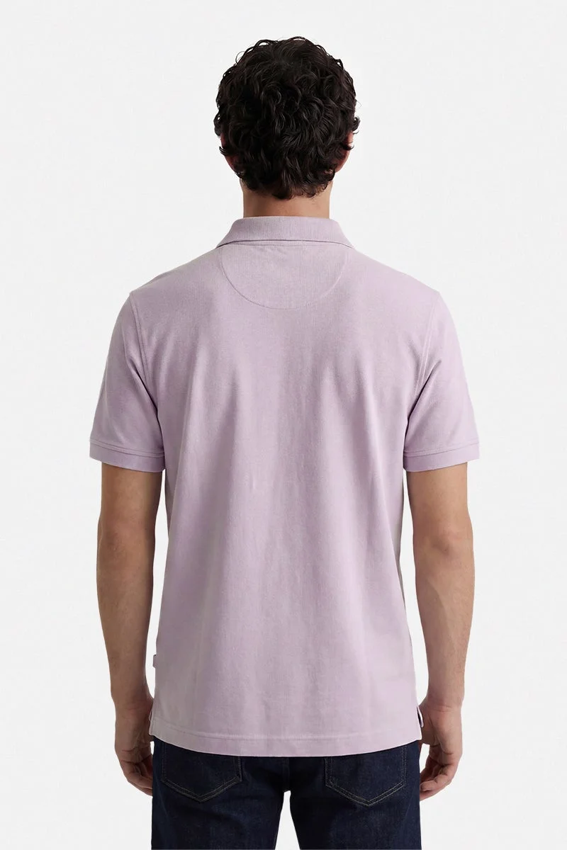 SNITCH Lavender Solid Half Sleeve Regular Fit Casual T-Shirt