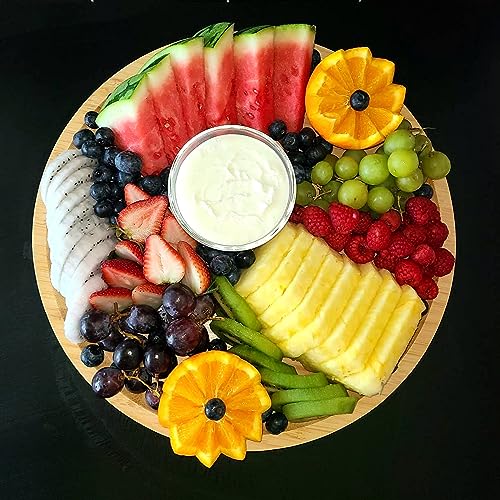 JOIKIT 5 Pack 12 Inch Bamboo Round Platter, Fine Polished Round Wood Plates Bamboo Serving Tray for Holding Fruit, Bread, Cheese, Nut, Coffee, Tea, Plant Saucer - Image 4