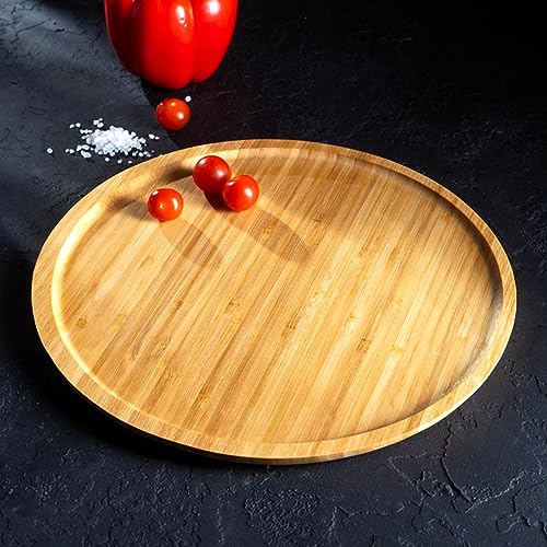 JOIKIT 5 Pack 12 Inch Bamboo Round Platter, Fine Polished Round Wood Plates Bamboo Serving Tray for Holding Fruit, Bread, Cheese, Nut, Coffee, Tea, Plant Saucer - Image 3