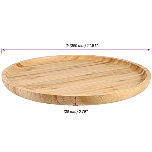 JOIKIT 5 Pack 12 Inch Bamboo Round Platter, Fine Polished Round Wood Plates Bamboo Serving Tray for Holding Fruit, Bread, Cheese, Nut, Coffee, Tea, Plant Saucer - Image 2