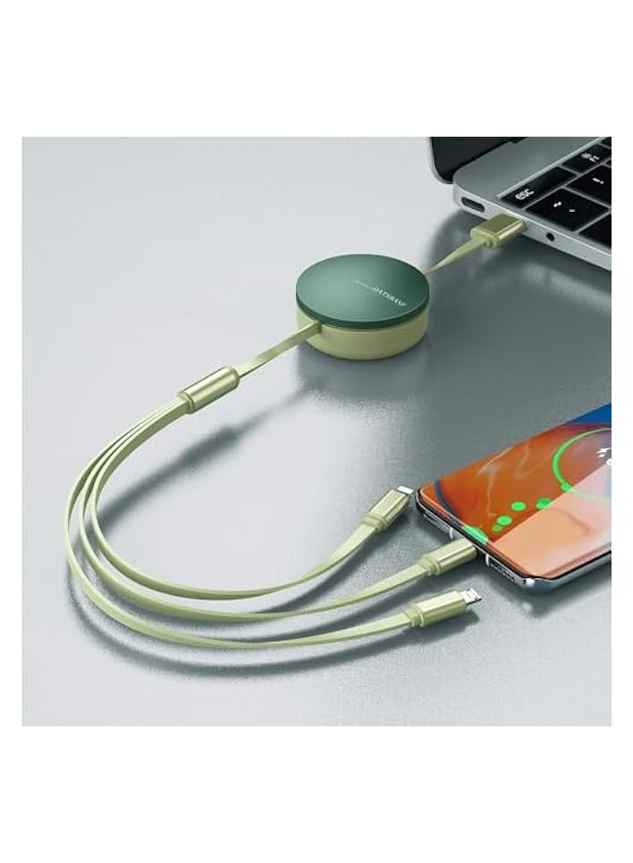 Oatsbasf USB Charger, Cable Retractable 3 in 1 Multiple Charging Cord Adapter with Mini Type C/Micro USB/Phone Port/Holder, Compatible with Phone 14 13 12 11 X/Tablets Universal Use - Image 2