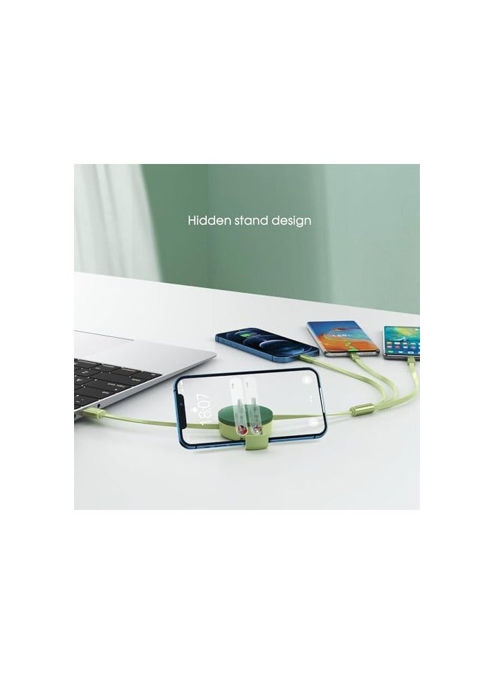 Oatsbasf USB Charger, Cable Retractable 3 in 1 Multiple Charging Cord Adapter with Mini Type C/Micro USB/Phone Port/Holder, Compatible with Phone 14 13 12 11 X/Tablets Universal Use - Image 4