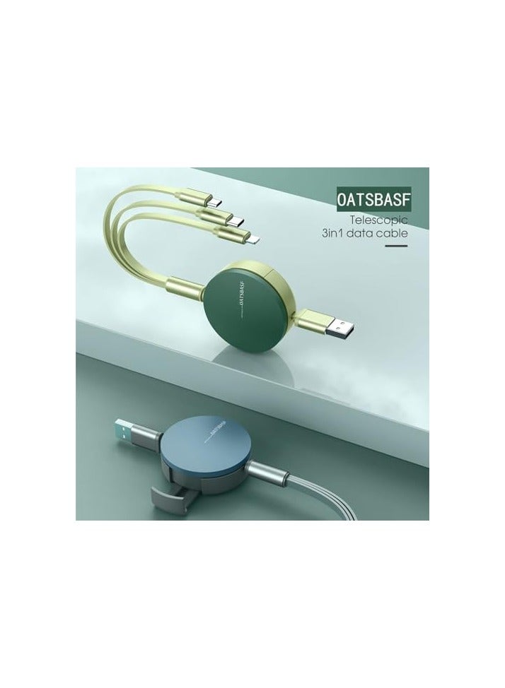 Oatsbasf USB Charger, Cable Retractable 3 in 1 Multiple Charging Cord Adapter with Mini Type C/Micro USB/Phone Port/Holder, Compatible with Phone 14 13 12 11 X/Tablets Universal Use - Image 5