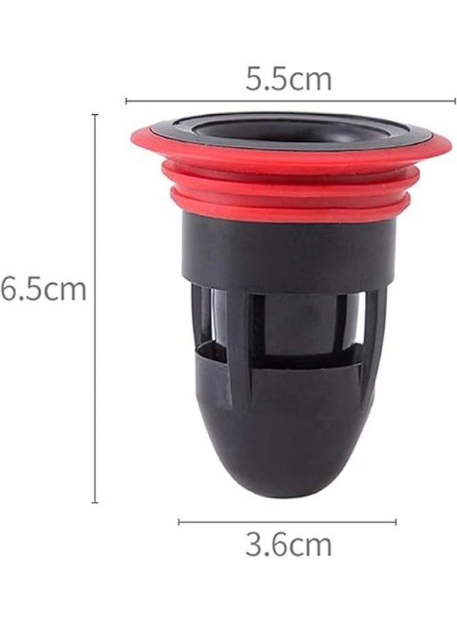 4pcs Rubber Anti-odor Floor Drain Shower Waste Water Drainer,No Filter Deodorant Anti-clogging Backflow Preventer Sewer Floor Drain Core for Bathroom Kitchen (Black) - Image 2