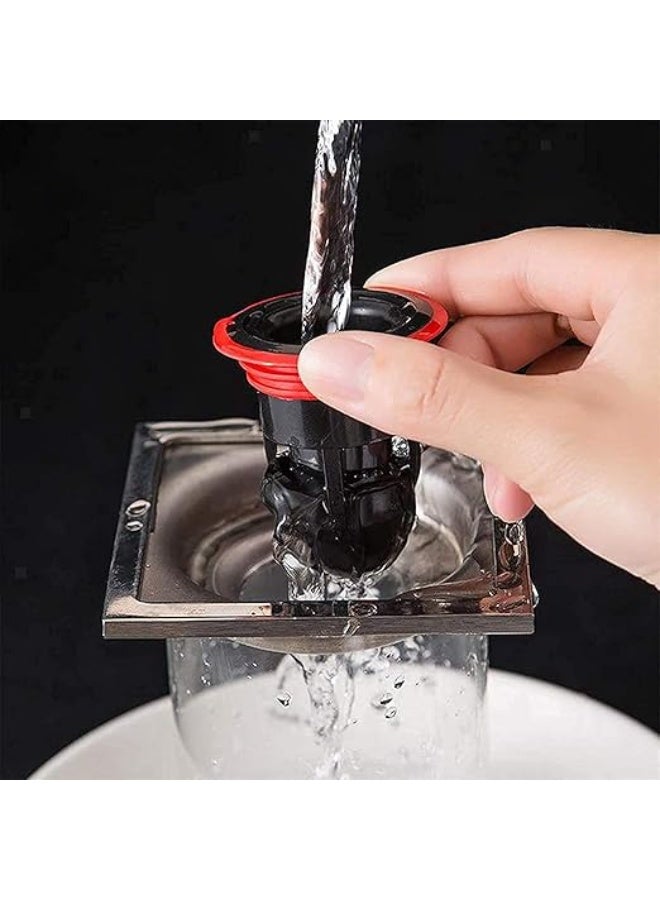 4pcs Rubber Anti-odor Floor Drain Shower Waste Water Drainer,No Filter Deodorant Anti-clogging Backflow Preventer Sewer Floor Drain Core for Bathroom Kitchen (Black) - Image 3