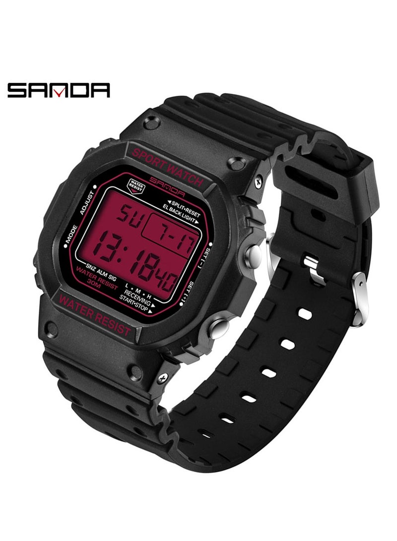 ساندا ساعة SANDA G Style LED رقمية للجنسين مقاومة للصدمات ومقاومة للماء وساعة توقيت عسكرية LED إلكترونية للأولاد