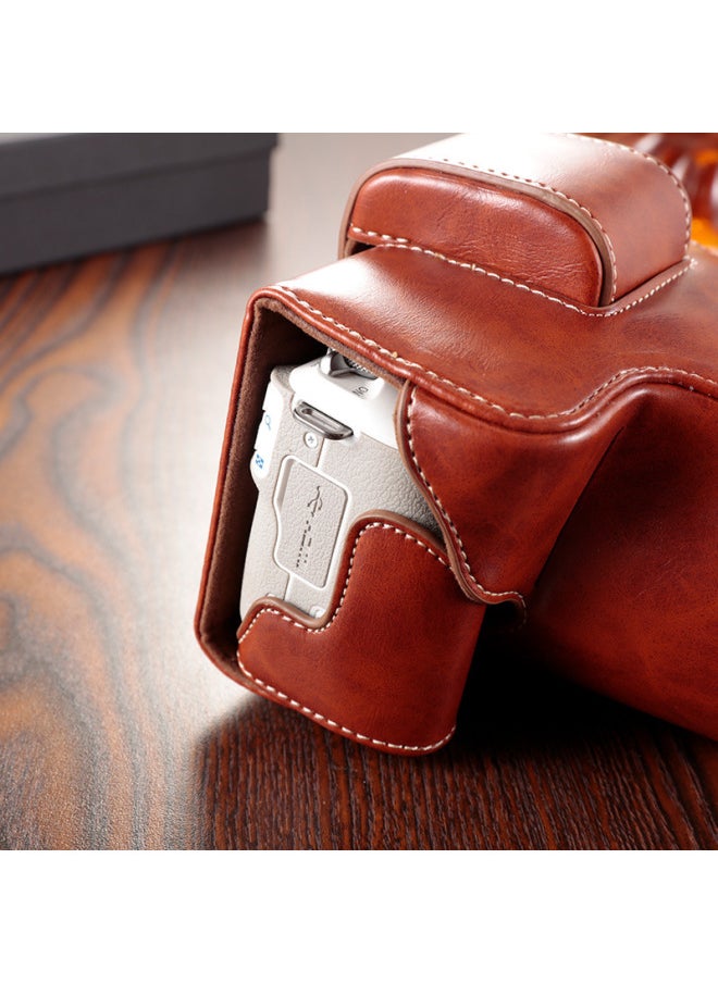 Generic Canon M50 Camera Bag M50 II M62 M100 M200 R50 R10 Leather Protective Case Photography Bag For Professional And Hobbyists-Dimensions:M10 M100 M200  Brown  - Image 3