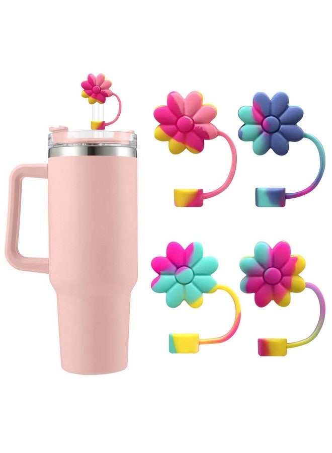 SEMATA SEMATA Flower Straw Covers Toppers Silicone Accessories for Stanley Cups 30&40 Oz Tumbler with Handle Reusable Colorful Straw Caps Tips for Stanley 0.4in Straws Dust-Proof Straw Lids(4 Pcs) - Image 1