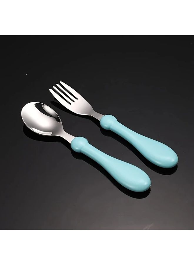 Pink Stainless Steel Fork and Spoon Set for New Moms Baby Feeding Utensils - Image 3