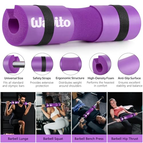 WALITO 8Pcs Barbell Pad Set for Hip Thrust - Squat Pad,Gym Accessories for Women with Bar Bad,Bench Press, with Gym Ankle Straps,Resistance Bands for Working Out,Lifting Strap,Carry Bag - Image 3