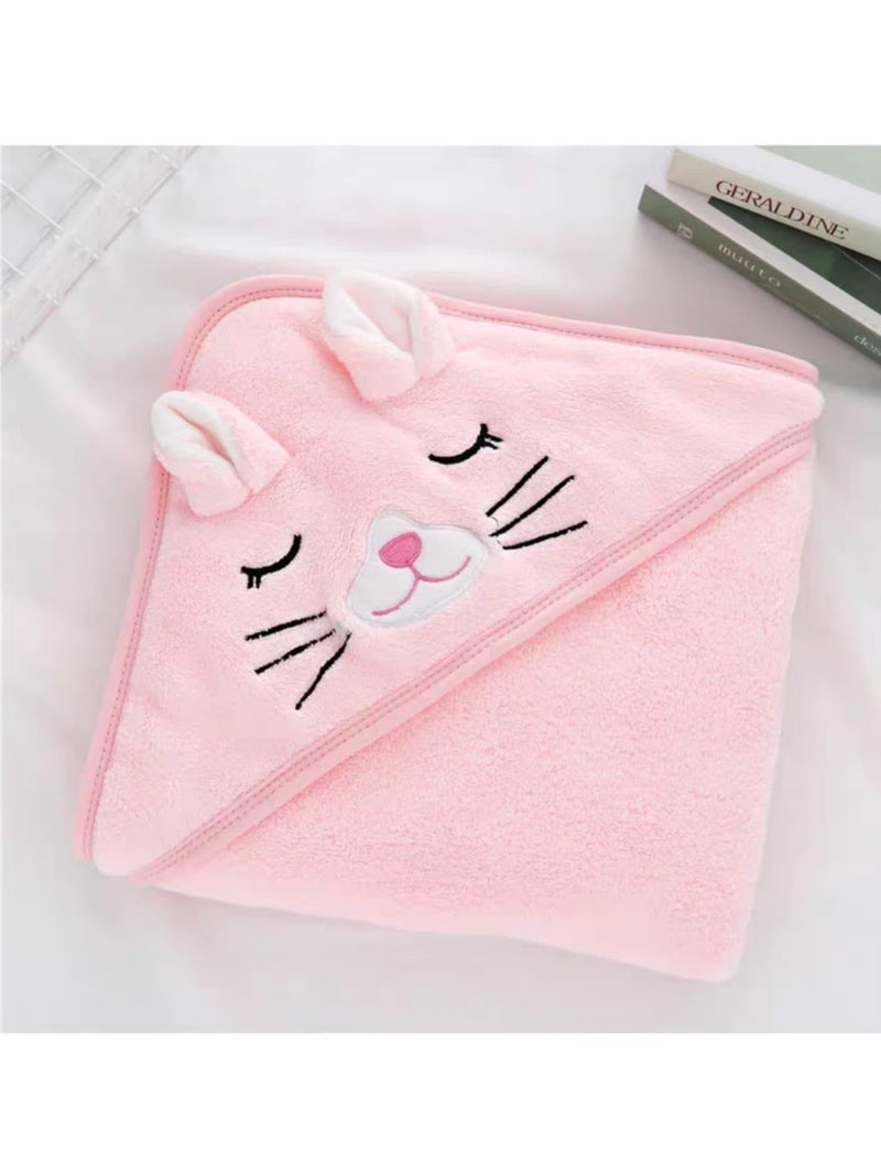 TERI BERI Baby Hooded Towel, Soft and Hypoallergenic Baby Bath Towels with Hood for Toddler Infant Newborn, Large and Absorbent Toddler Towels for Baby Boy Girl (31 x 31 inch) (Pink Kitty) - Image 2