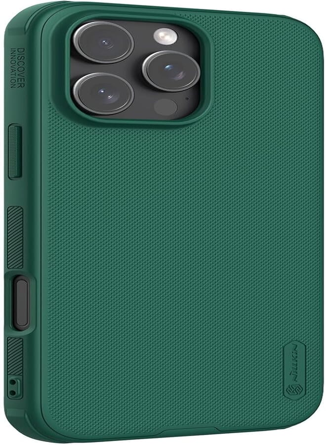 Nillkin Super Frosted Shield Pro Case Provided Hard Back Soft Border With Shock Absorb Cover Raised Bezel Camera Protect And Without Logo Cut Fits Apple iPhone 16 Pro Max 6.9" Inch - Green