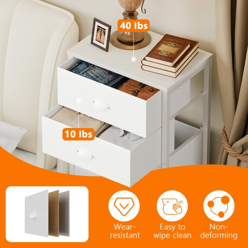 Furnulem White Tall Dresser for Bedroom with 7 Drawers, Vertical Chest of Drawer in Closet, Nightstand Storage Tower Unit Organizer with Fabric Bins for Dorm,Living Room,Entryway,Hallyway - Image 5