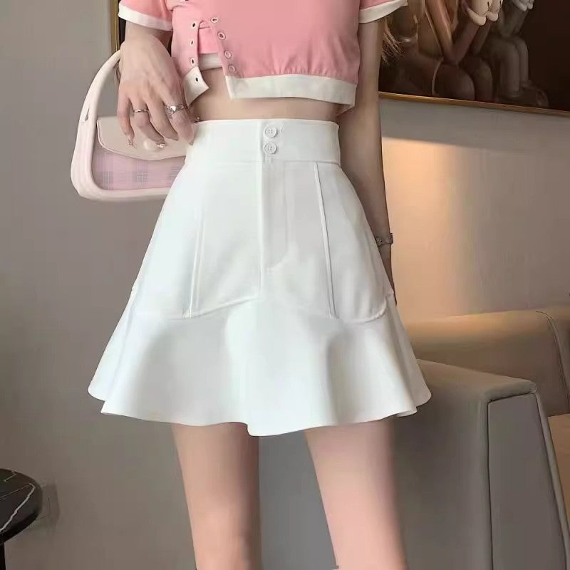 2024 Ruffled A- Line Skirt Black Short Skirt Skirt New Fishtail Skirt High Waist Women'S Hip Skirt - Image 4