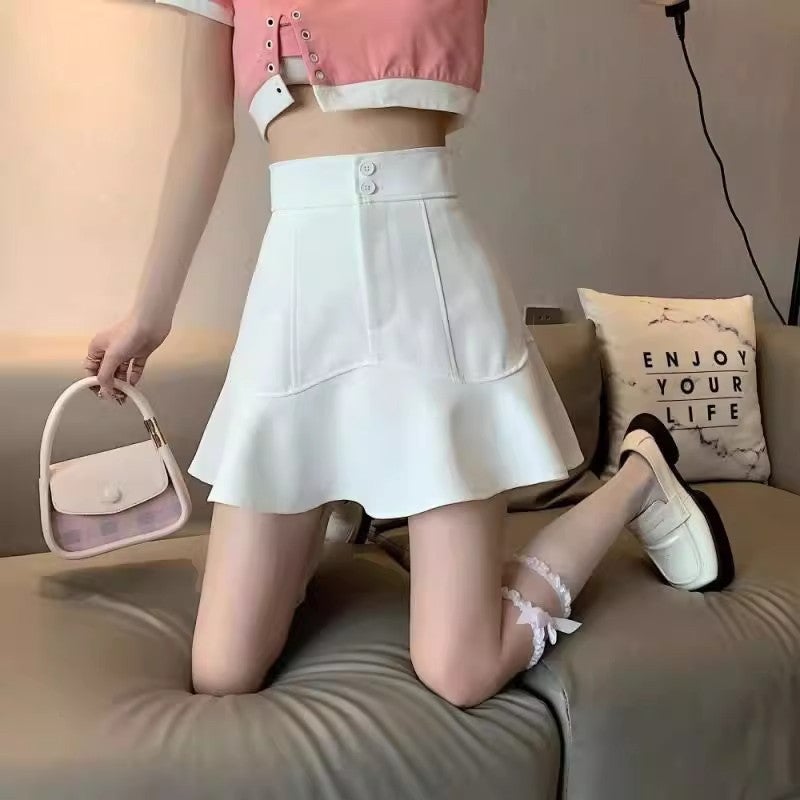 2024 Ruffled A- Line Skirt Black Short Skirt Skirt New Fishtail Skirt High Waist Women'S Hip Skirt - Image 1