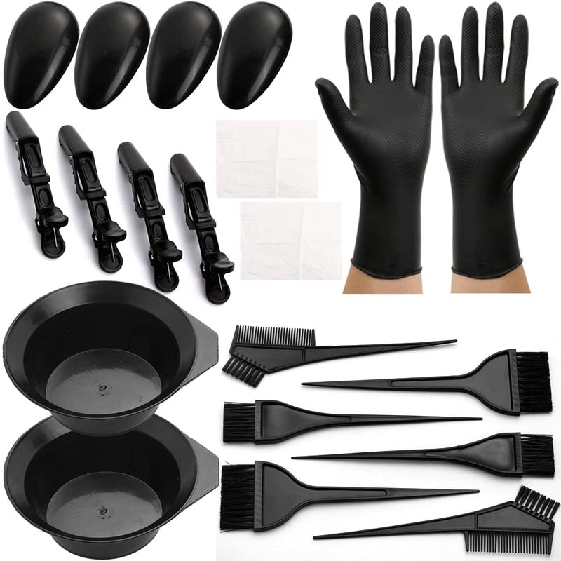 Borogo Hair Dye Coloring DIY Beauty Salon Tool Kit 20Pieces Hair Tinting Bowl Dye Brush Ear Cover Gloves for DIY Salon Hair Dye Tools Hair Coloring Bleaching Hair Dryers Hair Dye Tools