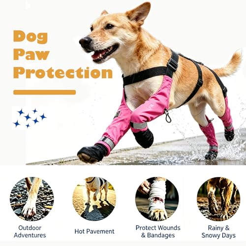 yucca Rubber Dog Boots for Paws EasyOn Pet Suspender Boot Leggings Anti Slip Dog Socks Reusable Waterproof Dogs Booties Protect Paws from Rain Snow Slush and Snow Melt - Image 3