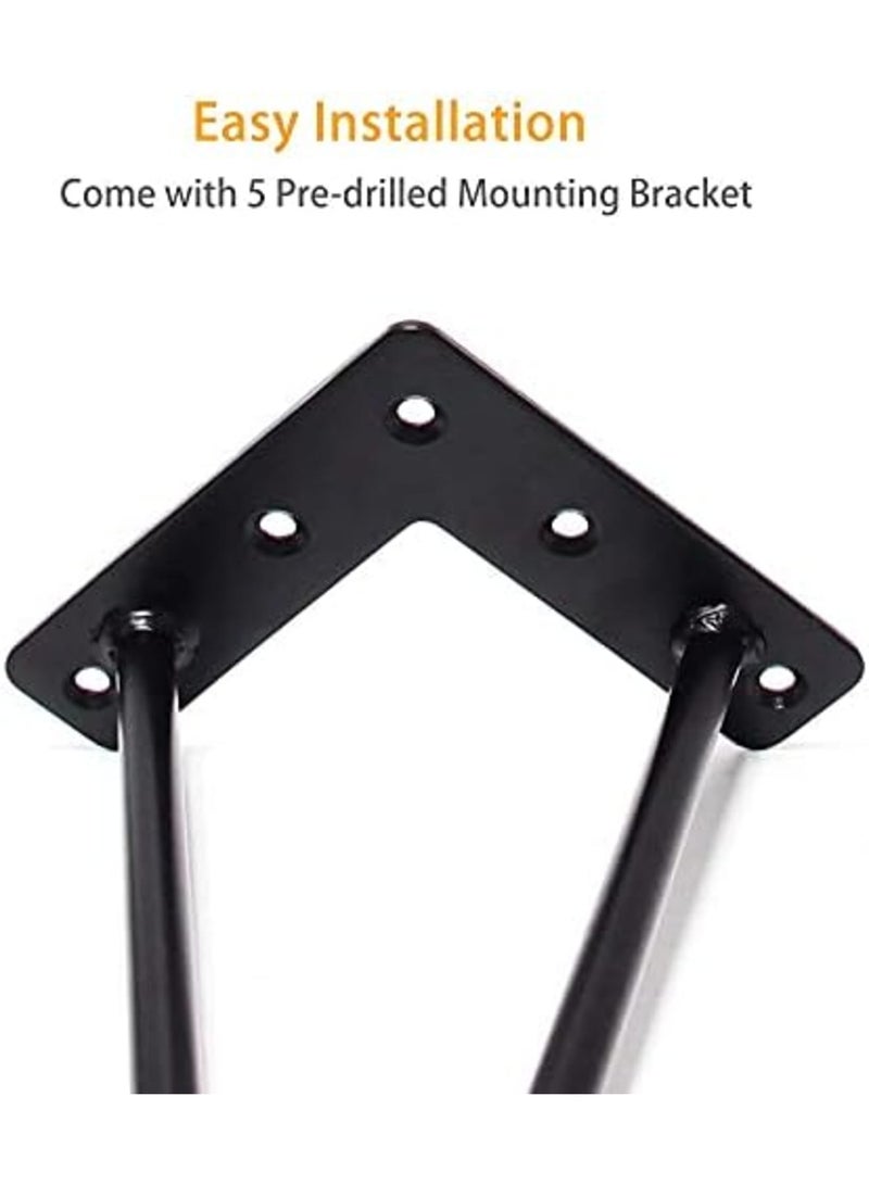 Luckam 4 Inch Metal Hairpin Furniture Legs Set of 4, Heavy Duty Industrial Design, Home DIY Projects for Sofa, Bed, Cabinet, TV Stand, Includes Rubber Floor Protectors Black - Image 3