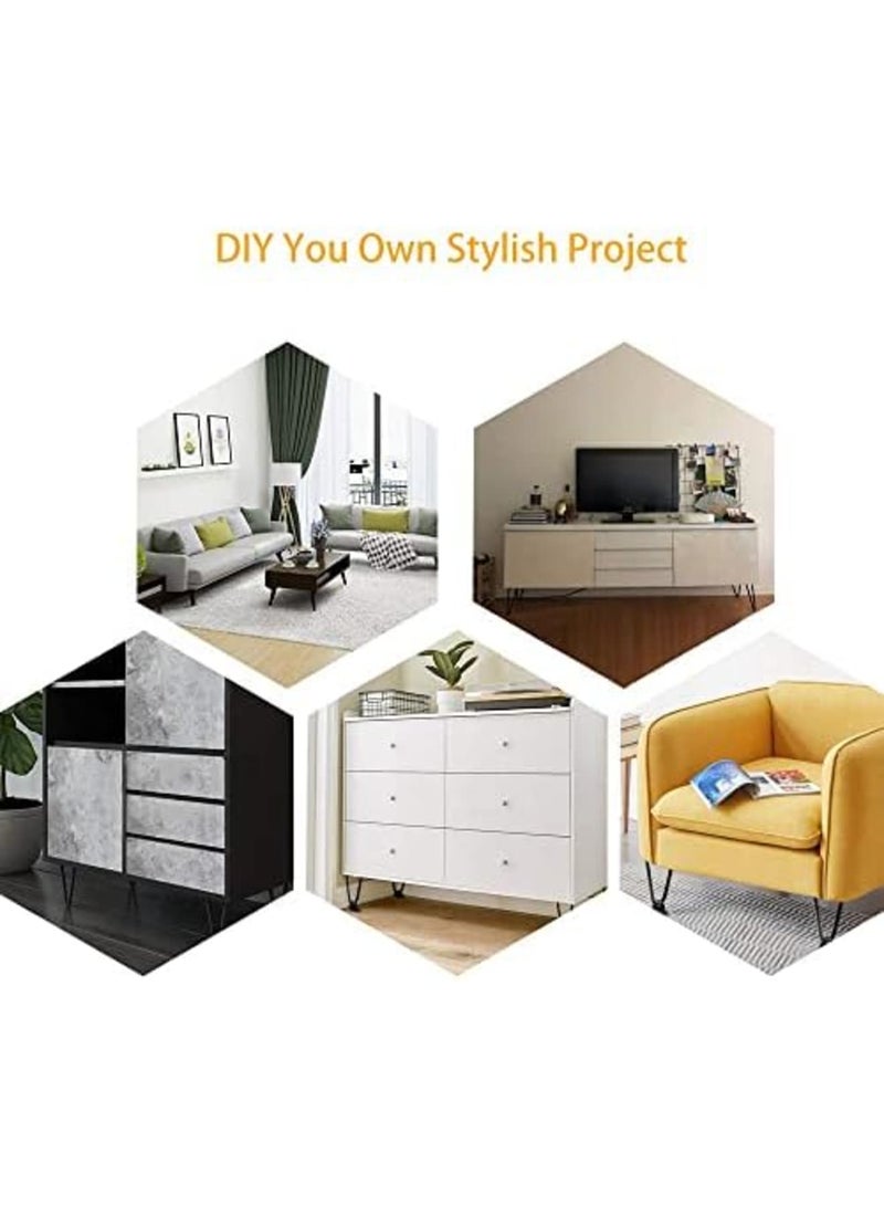 Luckam 4 Inch Metal Hairpin Furniture Legs Set of 4, Heavy Duty Industrial Design, Home DIY Projects for Sofa, Bed, Cabinet, TV Stand, Includes Rubber Floor Protectors Black - Image 2