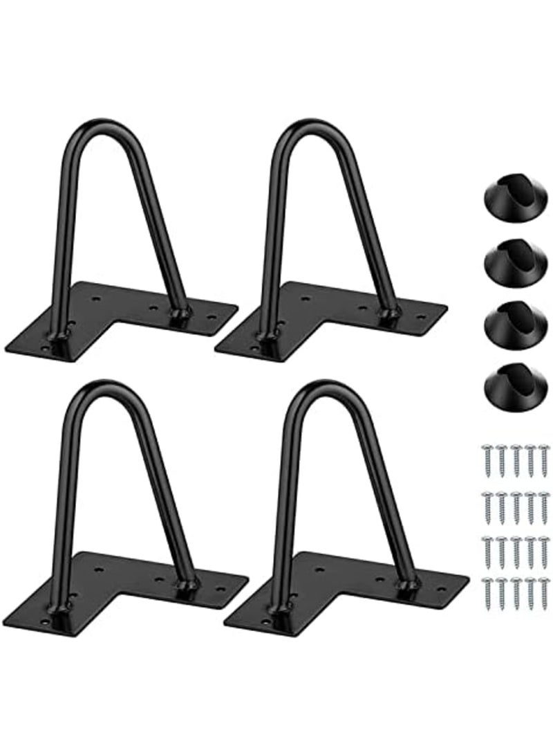 Luckam 4 Inch Metal Hairpin Furniture Legs Set of 4, Heavy Duty Industrial Design, Home DIY Projects for Sofa, Bed, Cabinet, TV Stand, Includes Rubber Floor Protectors Black - Image 1