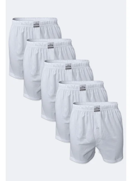 مالابادي Men's White 5 Piece Wide Pattern Large Size 100% Cotton Boxer MB2400 024