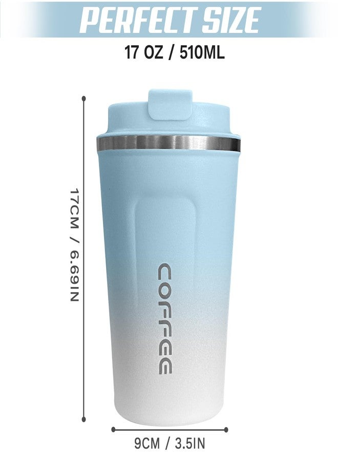 SPLMIFA Travel coffee mugs leak-proof, reusable coffee cups with lids, stainless steel vacuum thermos coffee tumblers,thermal insulation cups for men and women hot & cold drinks (2nd-Blue White, 17OZ) - Image 4