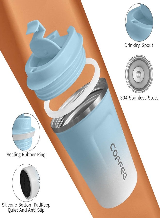 SPLMIFA Travel coffee mugs leak-proof, reusable coffee cups with lids, stainless steel vacuum thermos coffee tumblers,thermal insulation cups for men and women hot & cold drinks (2nd-Blue White, 17OZ) - Image 3